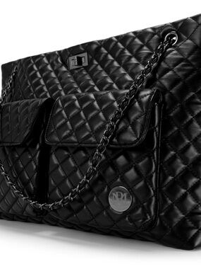 Badgley Mischka Black Quilted Chain-Handle Tote